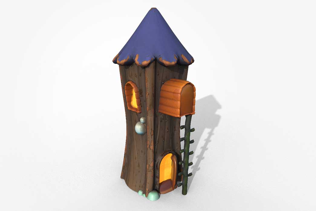 fantasy stylized house 3d model,