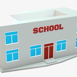 school building 3d model, 3d model school building, low poly school building, school building low poly,