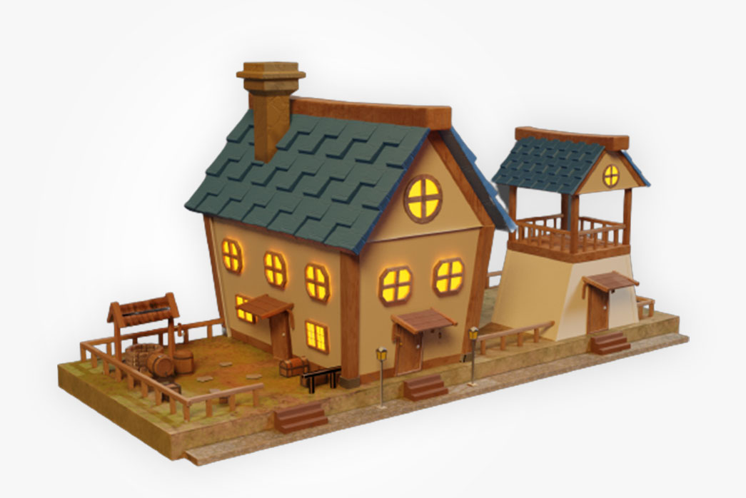 house 3d model, cartoon house 3d model, 3d model house, cartoonish house 3d model, 3d cottage, 3d cartoon cottage,