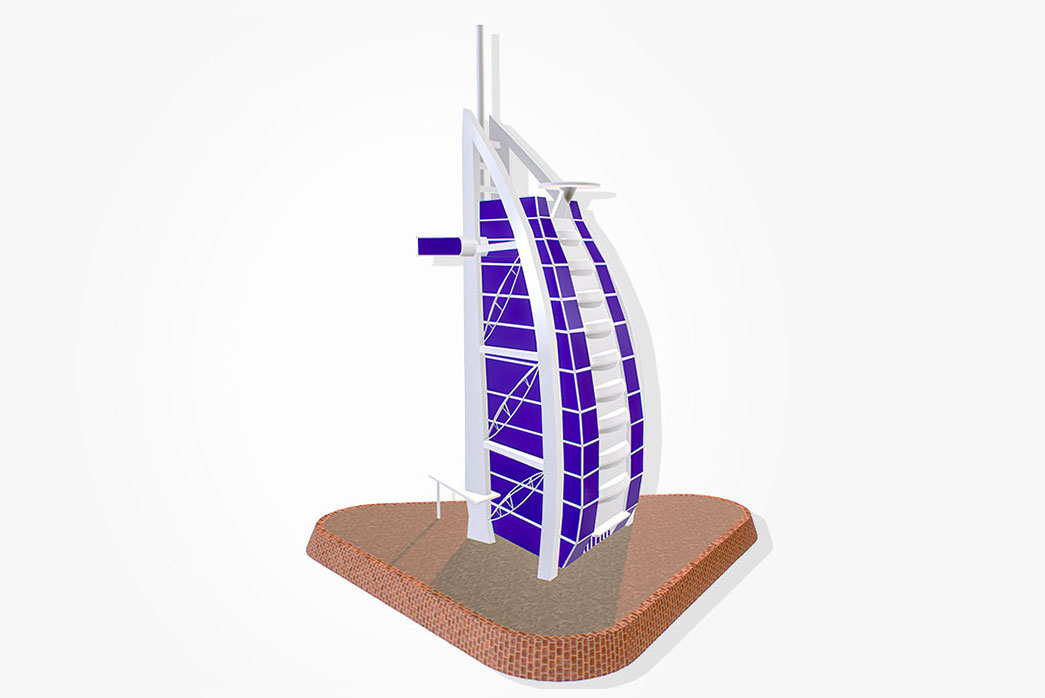 burj al arab 3d model, 3d skyscraper, 3d tower, low poly tower, low poly building,