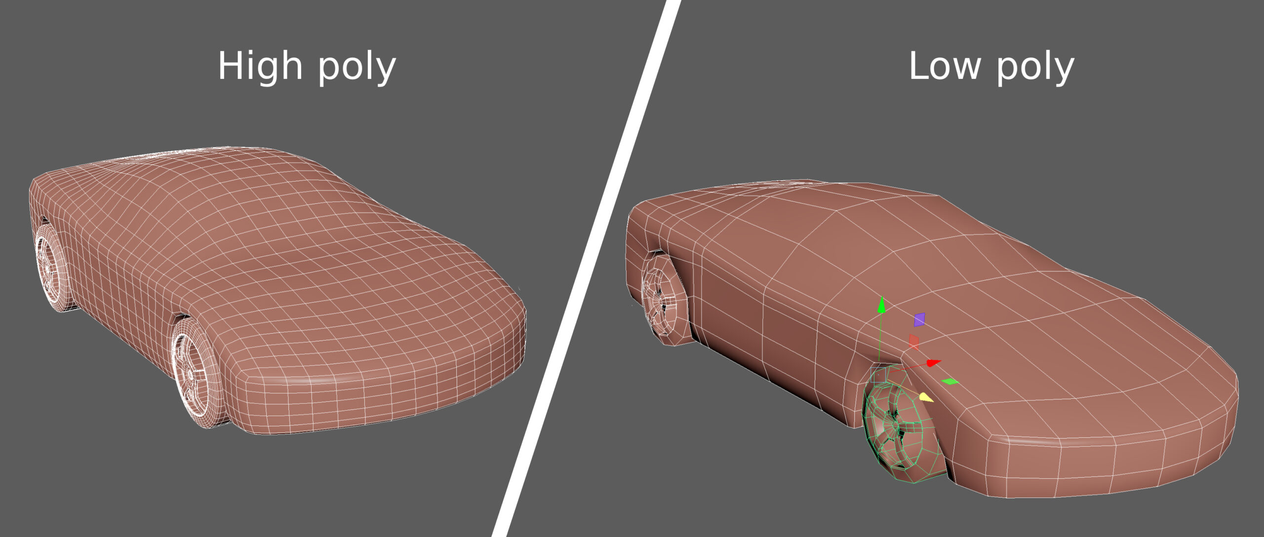 3d modeling approach, high poly vs low poly 3d models,